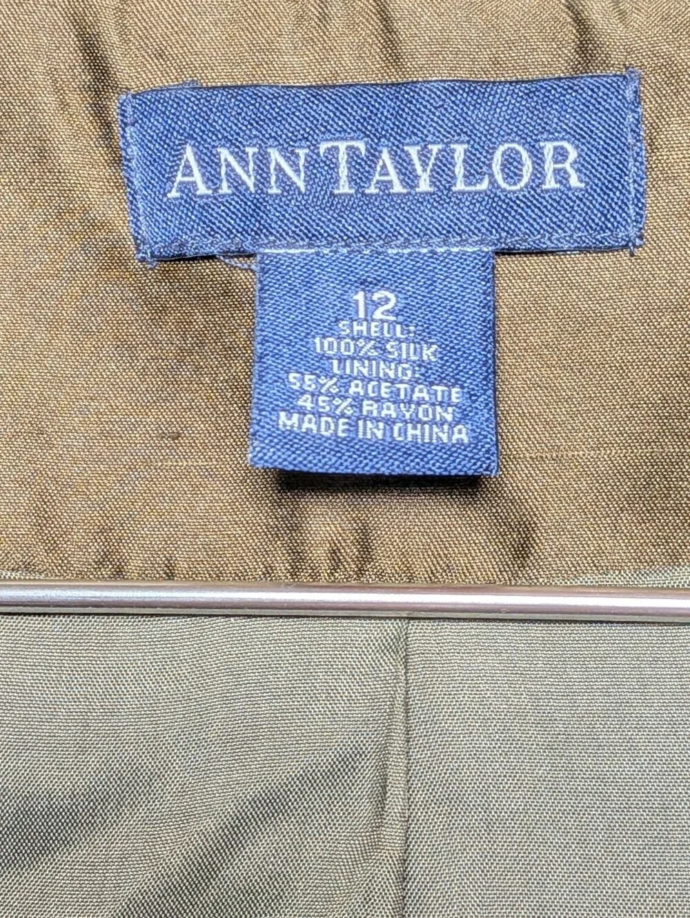 Ann Taylor | Olive Green Women's Tailored Button-Front Blazer | Jacket | Silk